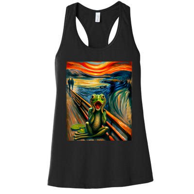 Expressionist Scream For Frog Lovers | Artistic Frog Women's Racerback Tank