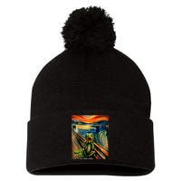 Expressionist Scream For Frog Lovers | Artistic Frog Pom Pom 12in Knit Beanie