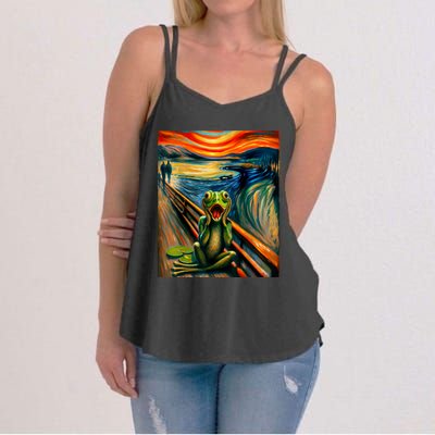 Expressionist Scream For Frog Lovers | Artistic Frog Women's Strappy Tank