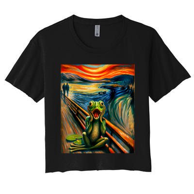 Expressionist Scream For Frog Lovers | Artistic Frog Women's Crop Top Tee