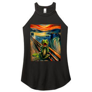 Expressionist Scream For Frog Lovers | Artistic Frog Women's Perfect Tri Rocker Tank