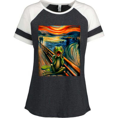 Expressionist Scream For Frog Lovers | Artistic Frog Enza Ladies Jersey Colorblock Tee