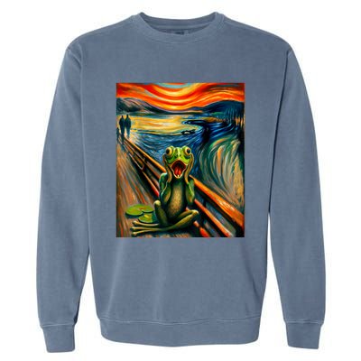 Expressionist Scream For Frog Lovers | Artistic Frog Garment-Dyed Sweatshirt