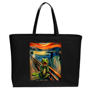 Expressionist Scream For Frog Lovers | Artistic Frog Cotton Canvas Jumbo Tote