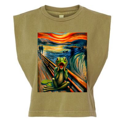 Expressionist Scream For Frog Lovers | Artistic Frog Garment-Dyed Women's Muscle Tee