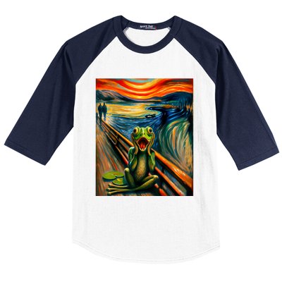 Expressionist Scream For Frog Lovers | Artistic Frog Baseball Sleeve Shirt