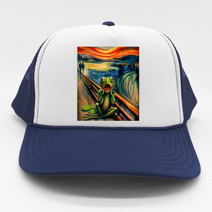 Expressionist Scream For Frog Lovers | Artistic Frog Trucker Hat