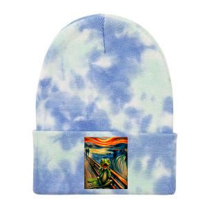 Expressionist Scream For Frog Lovers | Artistic Frog Tie Dye 12in Knit Beanie