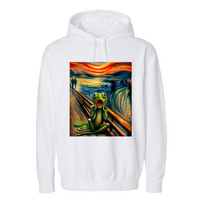 Expressionist Scream For Frog Lovers | Artistic Frog Garment-Dyed Fleece Hoodie