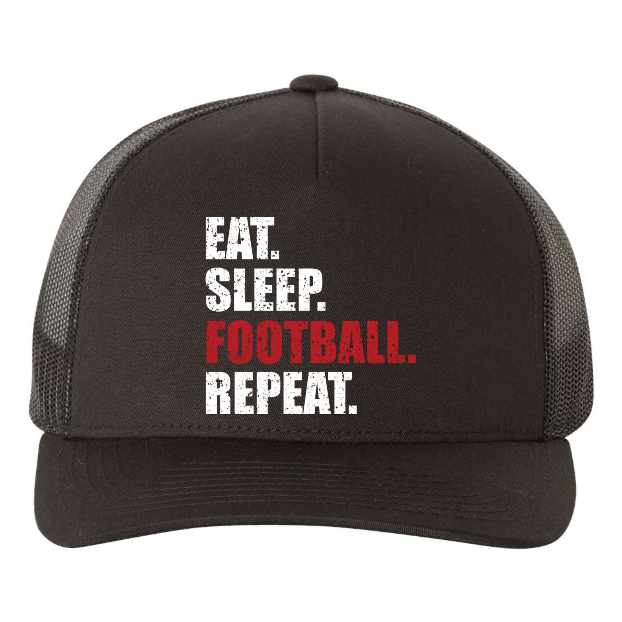 Eat Sleep Football Repeat Gift Yupoong Adult 5-Panel Trucker Hat