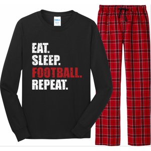 Eat Sleep Football Repeat Gift Long Sleeve Pajama Set