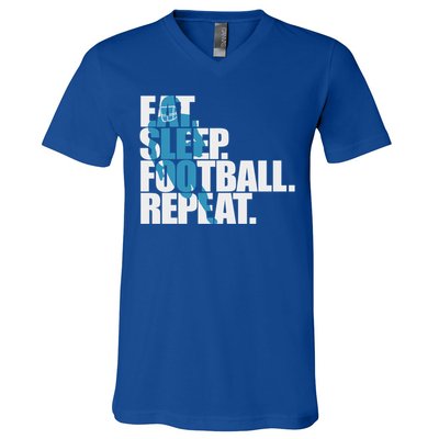 Eat Sleep Football Repeat Sports Gift V-Neck T-Shirt