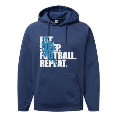 Eat Sleep Football Repeat Sports Gift Performance Fleece Hoodie