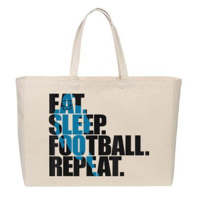 Eat Sleep Football Repeat Boy Sports Cotton Canvas Jumbo Tote