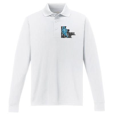 Eat Sleep Football Repeat Boy Sports Performance Long Sleeve Polo