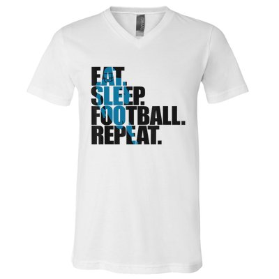 Eat Sleep Football Repeat Boy Sports V-Neck T-Shirt