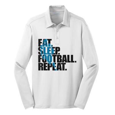 Eat Sleep Football Repeat Boy Sports Silk Touch Performance Long Sleeve Polo