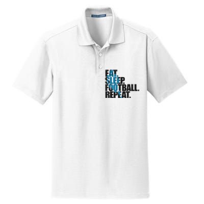 Eat Sleep Football Repeat Boy Sports Dry Zone Grid Polo