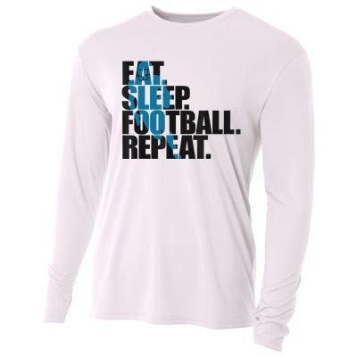 Eat Sleep Football Repeat Boy Sports Cooling Performance Long Sleeve Crew