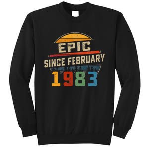 Epic Since February 1983 40th Birthday Gift 40 Years Old Tall Sweatshirt