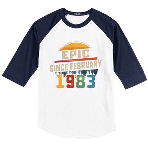 Epic Since February 1983 40th Birthday Gift 40 Years Old Baseball Sleeve Shirt