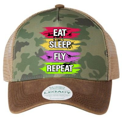 Eat Sleep Fly Repeat Legacy Tie Dye Trucker Hat