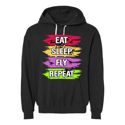 Eat Sleep Fly Repeat Garment-Dyed Fleece Hoodie