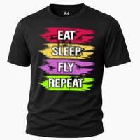 Eat Sleep Fly Repeat Cooling Performance Crew T-Shirt