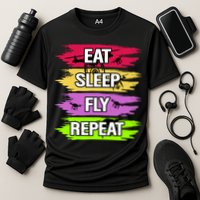 Eat Sleep Fly Repeat Cooling Performance Crew T-Shirt