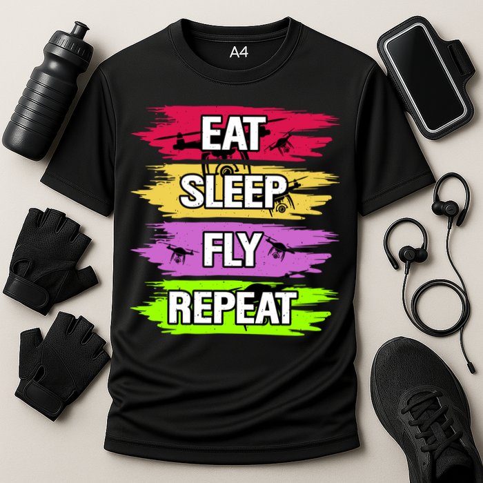 Eat Sleep Fly Repeat Cooling Performance Crew T-Shirt