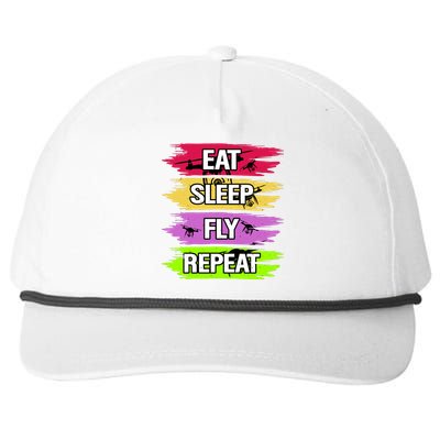 Eat Sleep Fly Repeat Snapback Five-Panel Rope Hat