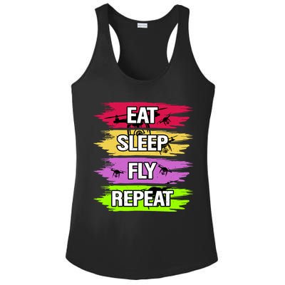 Eat Sleep Fly Repeat Ladies PosiCharge Competitor Racerback Tank