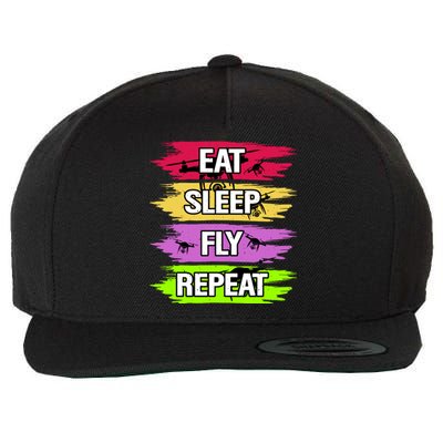 Eat Sleep Fly Repeat Wool Snapback Cap