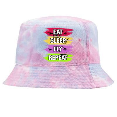 Eat Sleep Fly Repeat Tie-Dyed Bucket Hat