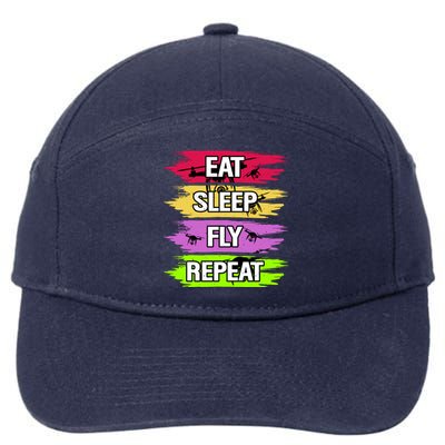 Eat Sleep Fly Repeat 7-Panel Snapback Hat