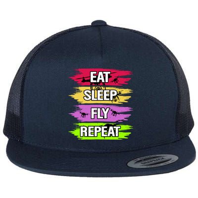 Eat Sleep Fly Repeat Flat Bill Trucker Hat