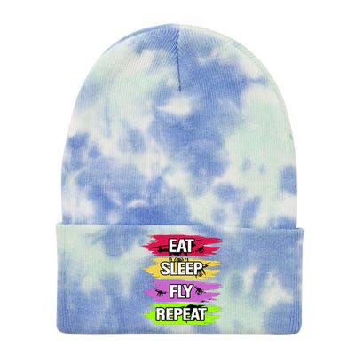 Eat Sleep Fly Repeat Tie Dye 12in Knit Beanie