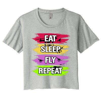 Eat Sleep Fly Repeat Women's Crop Top Tee