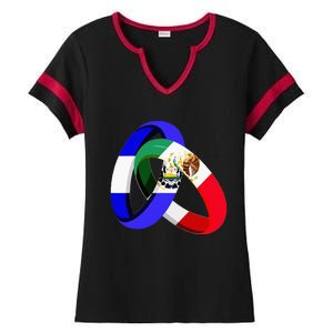 El Salvador Flag Mexico Grown Ring Marriage Wedding Ladies Halftime Notch Neck Tee