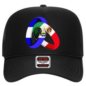 El Salvador Flag Mexico Grown Ring Marriage Wedding High Crown Mesh Back Trucker Hat