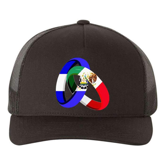 El Salvador Flag Mexico Grown Ring Marriage Wedding Yupoong Adult 5-Panel Trucker Hat