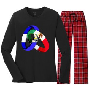 El Salvador Flag Mexico Grown Ring Marriage Wedding Women's Long Sleeve Flannel Pajama Set 