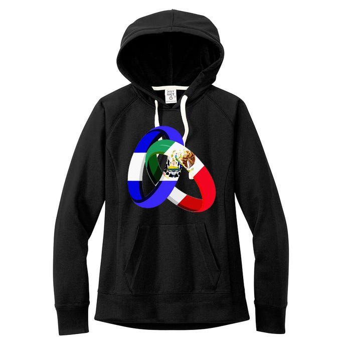 El Salvador Flag Mexico Grown Ring Marriage Wedding Women's Fleece Hoodie