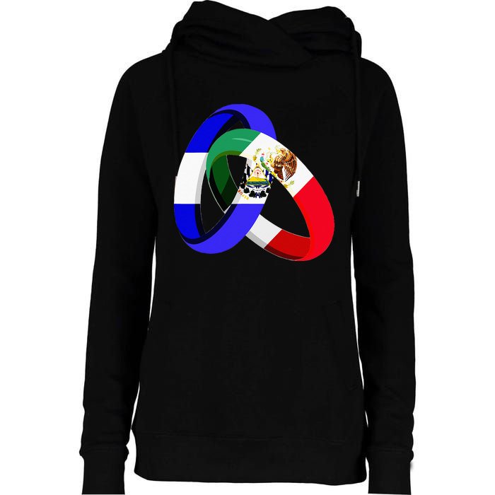 El Salvador Flag Mexico Grown Ring Marriage Wedding Womens Funnel Neck Pullover Hood