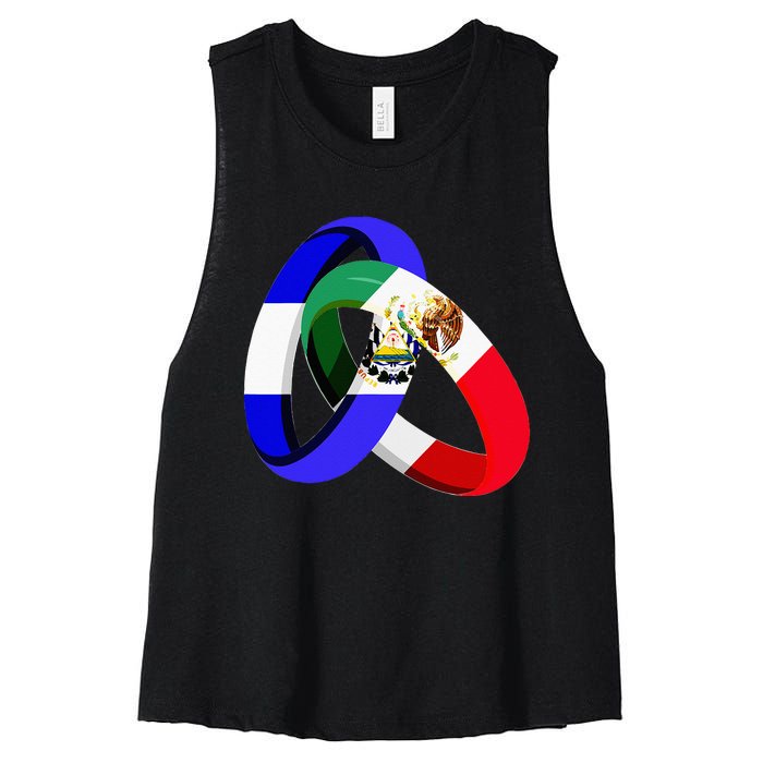 El Salvador Flag Mexico Grown Ring Marriage Wedding Women's Racerback Cropped Tank