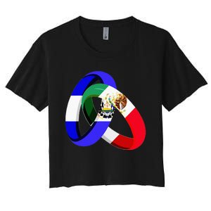 El Salvador Flag Mexico Grown Ring Marriage Wedding Women's Crop Top Tee