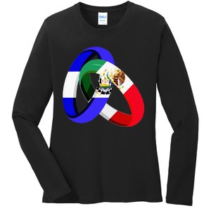 El Salvador Flag Mexico Grown Ring Marriage Wedding Ladies Long Sleeve Shirt