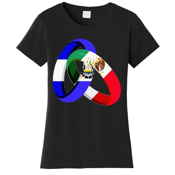 El Salvador Flag Mexico Grown Ring Marriage Wedding Women's T-Shirt