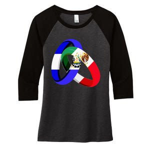 El Salvador Flag Mexico Grown Ring Marriage Wedding Women's Tri-Blend 3/4-Sleeve Raglan Shirt