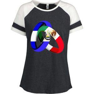 El Salvador Flag Mexico Grown Ring Marriage Wedding Enza Ladies Jersey Colorblock Tee